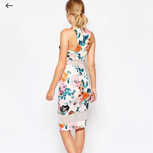 NWT ASOS Mesh Panel Cutaway Neck Floral Bodycon
Midi Dress - Picture 2 of 7